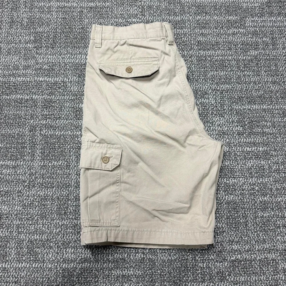 Chaps Mens Cargo Shorts Khaki Tan Cotton Twill Multi Pocket Size 34